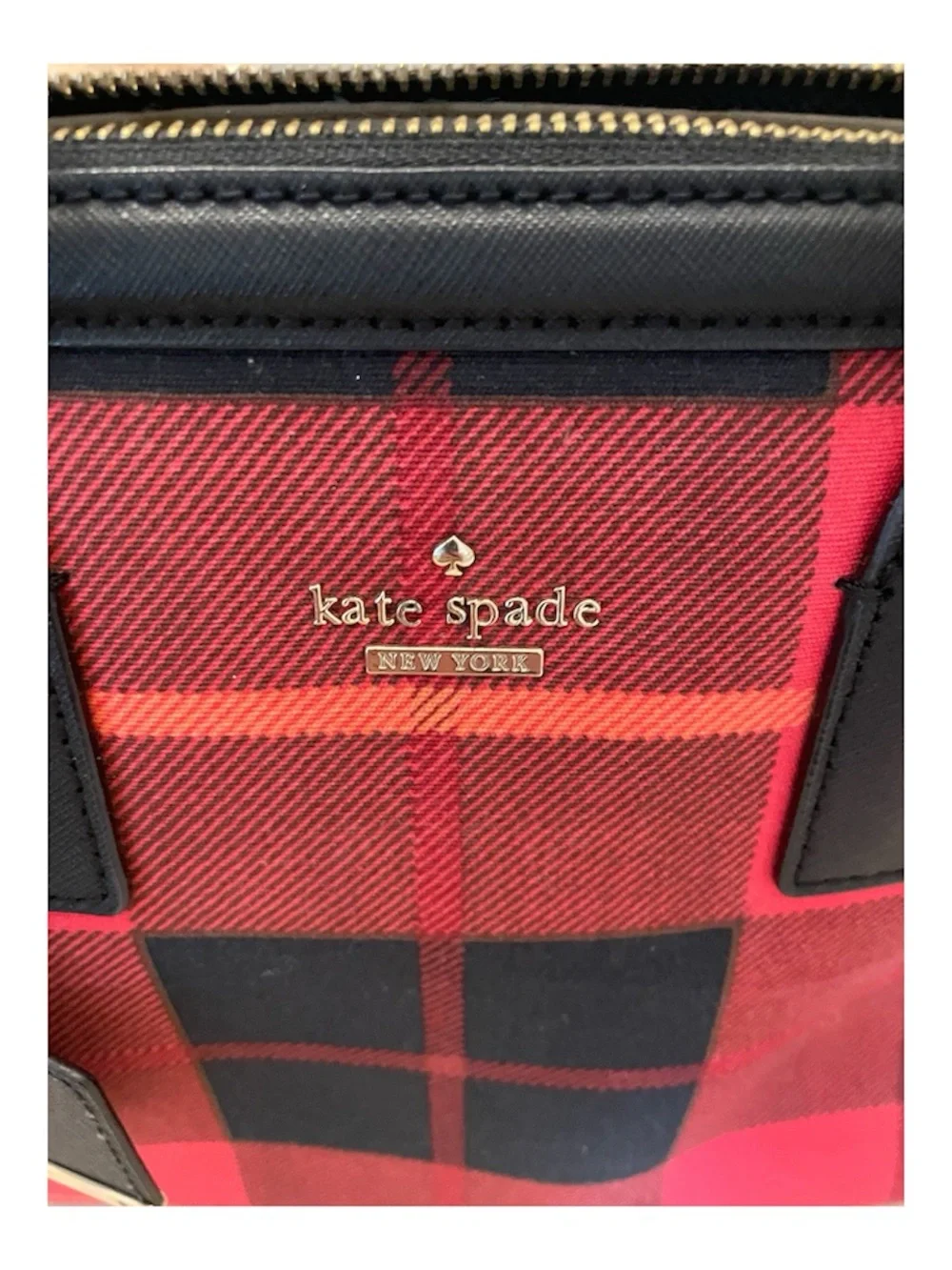 Kate Spade Red Plaid Satchel Handbag